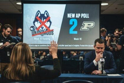 Uconn lost their unanimous no. 1 ranking status