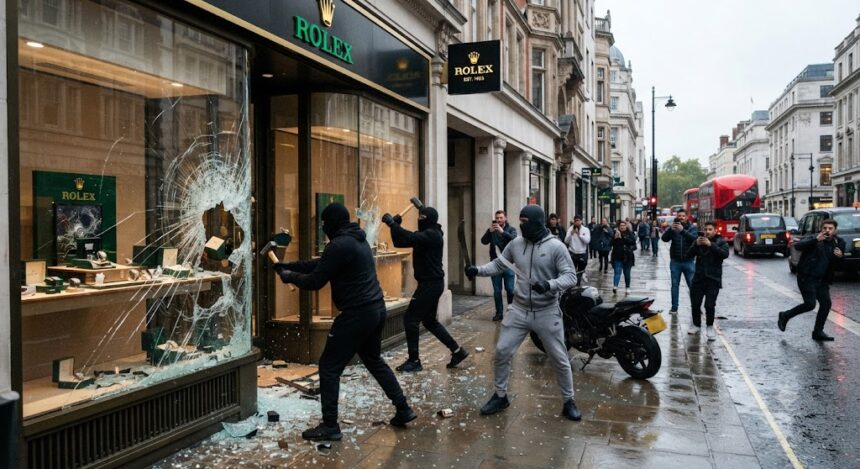 Machete-wielding gang raids rolex store in london