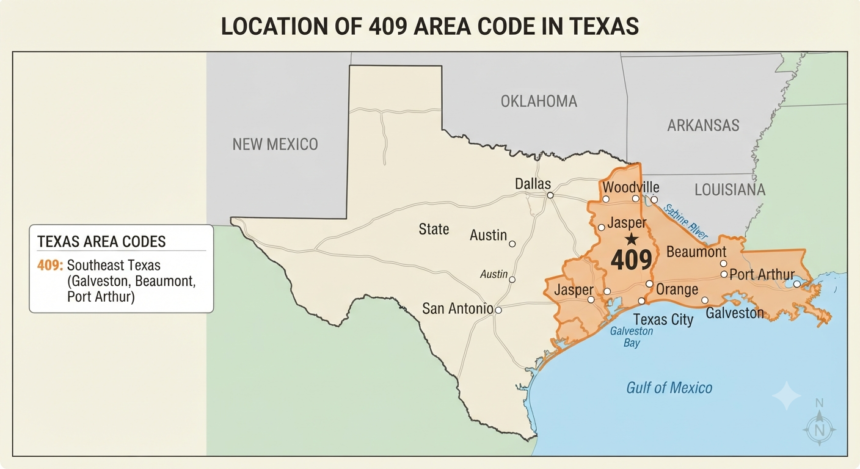 Where is 409 area code in texas