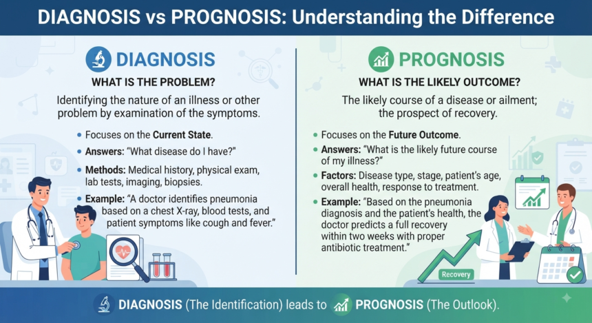 Diagnosis vs prognosis definition