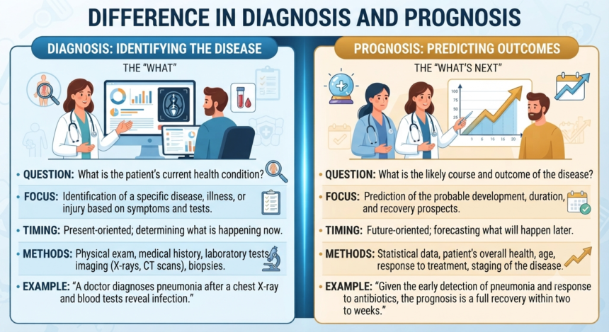 Difference in prognosis and diagnosis